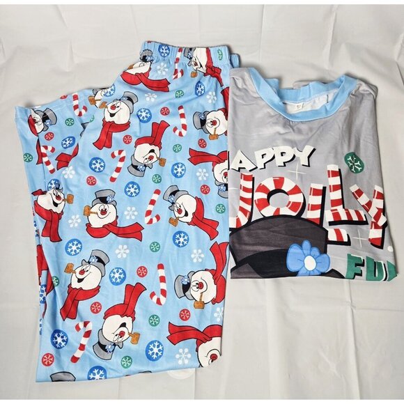 Blue & Gray Frosty The Snowman Printed Pajama Set Men's Size Medium NEW - Picture 7 of 7